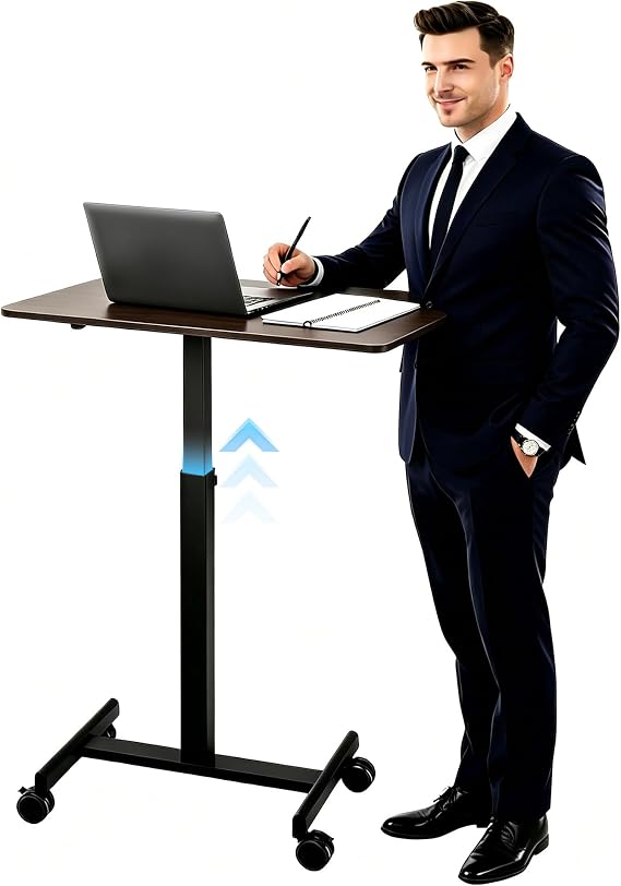 Mobile Small Standing Desk (Deep Walnut)