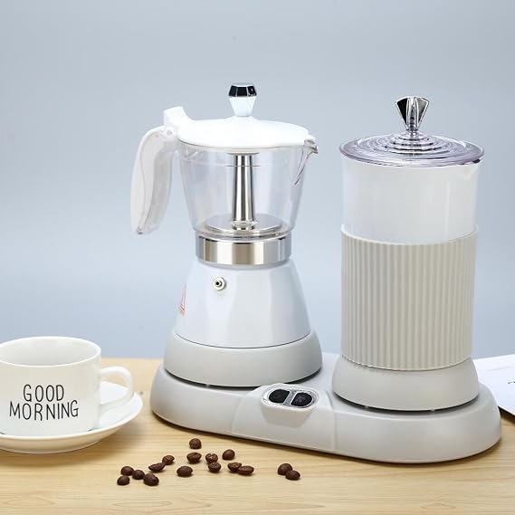 220V Electric Coffee Maker, Household Coffee Maker, 55-65℃ Precise Temperature Control, with Milk Frother, Embroidery Mouth, Household 3 To 5 Cups, for Heat The Milk, Froth It, Mocha