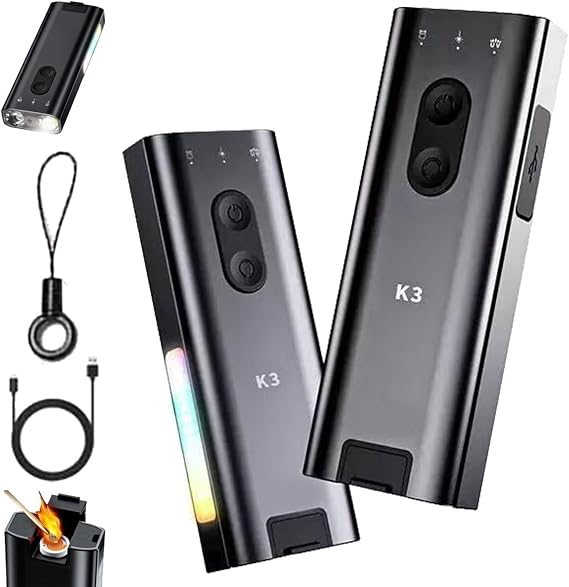K3 UltraMulti EDC Keychain Tool, Mini Keychain Flashlight 800 Lumens with Hat Clip, Multipurpose Rechargeable Pocket Rgb Fill Light Compact Torch Lamp Camp Lantern for Everyday Hiking Emergency