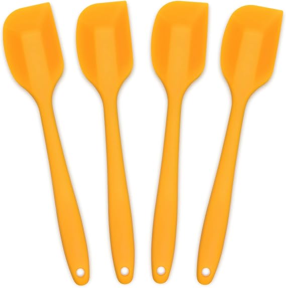 4‑Piece Silicone Spatulas Set Heat Resistant 600°F Seamless Steel‑Core Rubber Spatulas for Nonstick Cookware ALLWIN HOUSEWARE Uniform Length Kitchen Spatulas for Cooking &amp; Baking, Orange