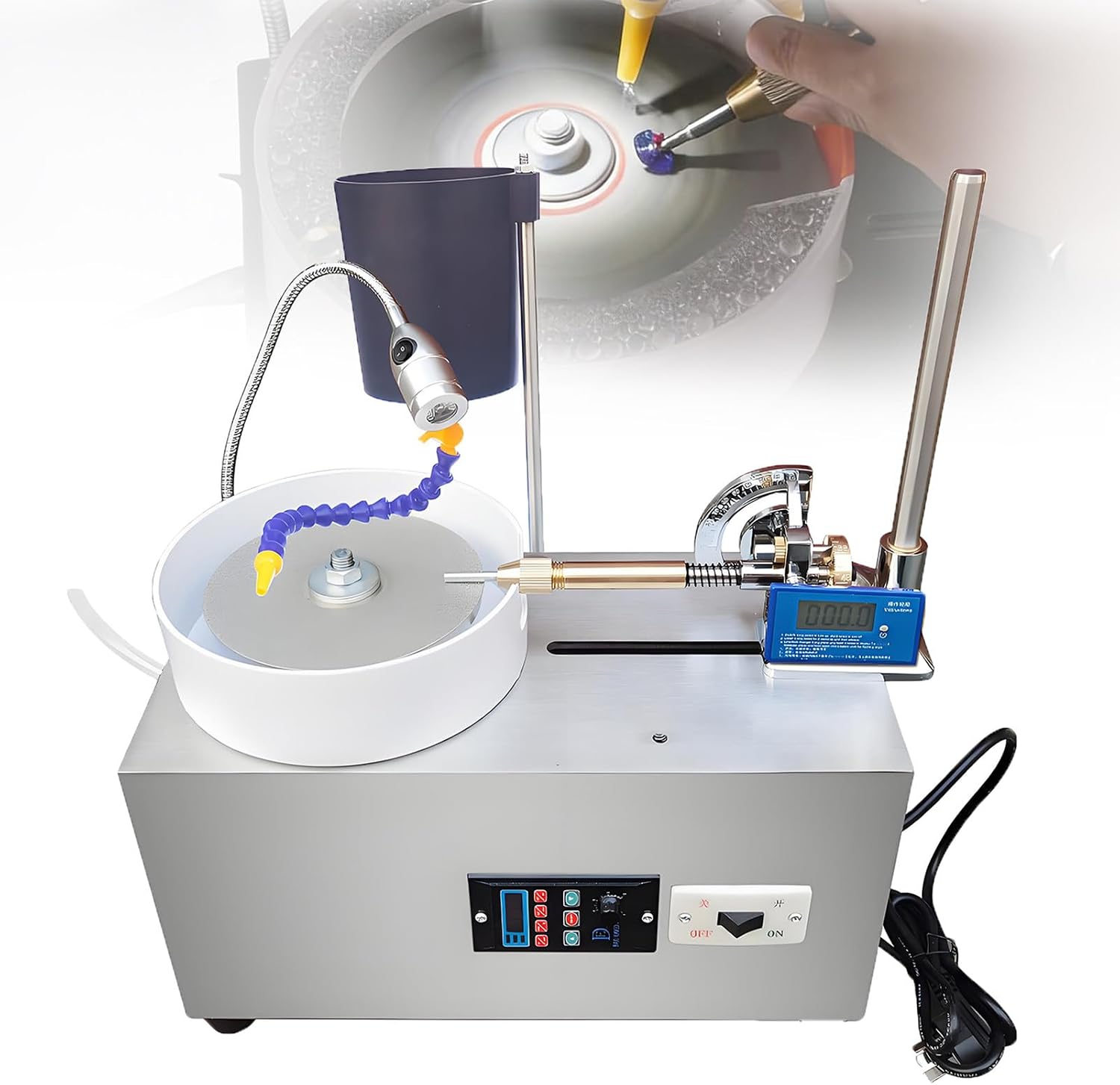 Gem Faceting Machine Digital, 180w Gemstone Grinding Jewelry Lapidary Polisher, 0-2800rpm Knob Control, Jewellery Polishing Machine for Beginner Grinding of Gem Jade