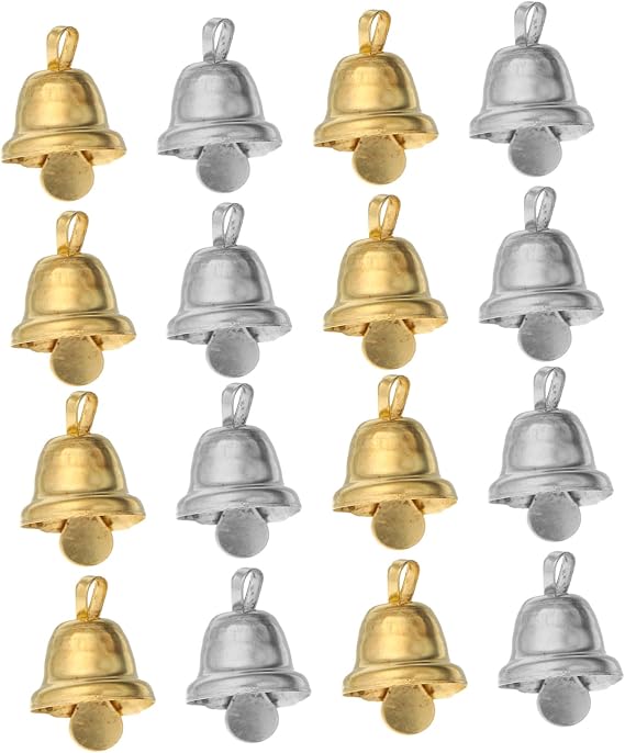 Zerodeko 200pcs Christmas Jingle Bells for Crafts Metal Gold Silver Open Horn Ornaments DIY Holiday Decoration for Tree Wreaths and Festive Handmade Projects