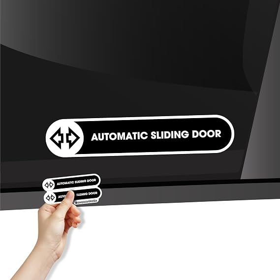 Automatic Sliding Door Stickers for Car | Sliding Door Signs for Rideshare and Taxi Driver Waterproof Decals | 2 Pack Glossy Laminated Permanent 1in x 5in Vinyl Sticker