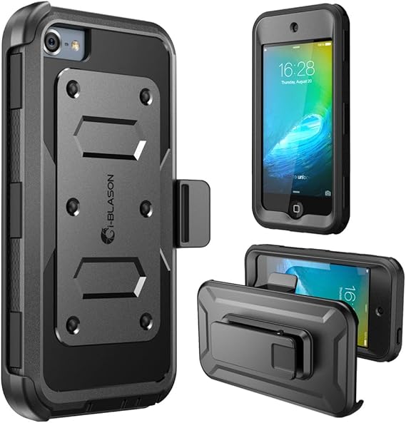 i-Blason Armorbox Case for iPod Touch 7th /iPod Touch 6th /5th, Full Body Case with Built-in Screen Protector & Belt Clip Holster Rugged Shockproof for Apple iPod Touch 5th/6th/7th Generation, Black | Full-Body Rugged Shockproof Holster Case for Apple iPod Touch 5th/6th/7th Generation Armorbox, Black