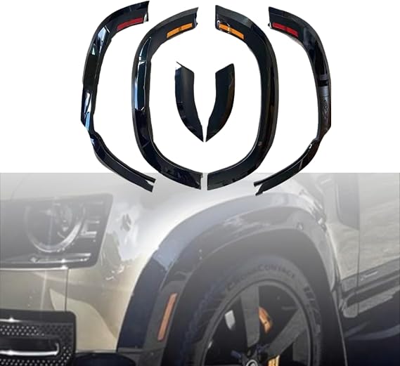 Gloss Black Wheel Arches Trim Kit with LED Light Bars Compatible with Land Rover Defender 110 L663 4Doors 2020 2021 2022 2023 2024Models, Not for 90 and 130