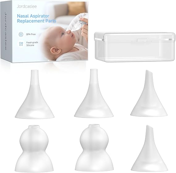 Nasal Aspirator Replacement Tips 6Pcs, Food-Grade Silicone, Ultra-Soft Baby Nose Sucker Replacement Parts Compatible with GROWNSY, Watolt, LittleTora, HEYVALUE, Cocobela, X-Bosak