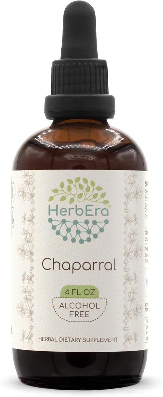 HerbEra Chaparral B120 Alcohol-Free Herbal Extract Tincture, Concentrated Liquid Drops Natural Chaparral (Larrea tridentata) (4 fl oz)