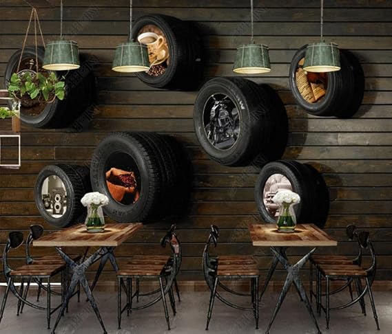 3D Mural Wallpaper Car Tire TV Wallpaper Mural Mural 3D Wallpaper -200cmx140cm