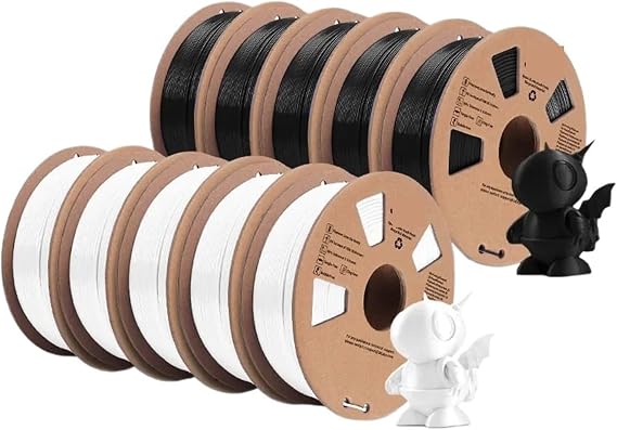 3D Printer Filament, 3D Printer PETG Filament, 1.75mm 10 Rolls 3D Printing Materials for 3D Printer&amp;3D Pen(PETG 5BK5WT)