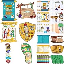 Outus 36 Set Religious Sunday School Crafts Armor of God DIY Craft Kit VBS Christian Crafts for Kids Bible Hanging Ornament Sunday School Paper Craft Sticker for Christmas DIY Activity Preschool