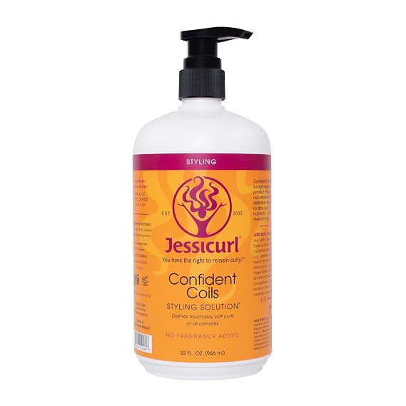 Jessicurl, Confident Coils Styling Solution, No Fragrance Added, 32 Fl oz. Curl Cream for Humidity Control and Frizz Control, Curly Hair Products, Styling Cream