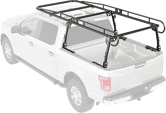 ECOTRIC 1000 LBS Adjustable 58"-69" Universal Truck Bed Rack Contractor Ladder Pickup Lumber Utility Kayak Full Size Rack 60"(W) x 138"(L) x 34"(H) (Notice:You Will Receive Two Packages for This Item)