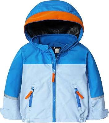 GEMYSE Toddler Rain Jacket Water-Repellent Toddler Boys Kids Rain Coat Lightweight Hooded Windbreaker Outwear Jacket