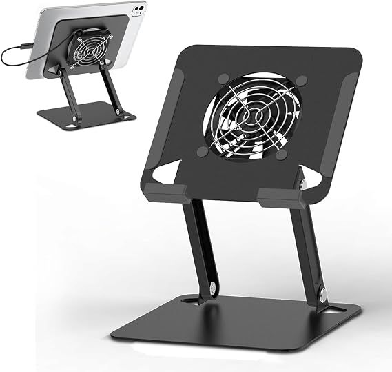 Cooler for iPad,Surface Pro Tablet Stand Holder with Quiet Cooling Fan for Microsoft Surface & iPad Pro/Air/Mini,Samsung Galaxy,7''- 15'' Tablets