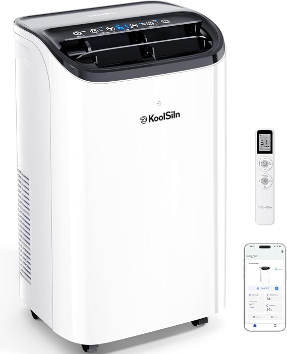 14,000 BTU Portable Air Conditioner with WiFi & Remote Control, Cools Up to 700 Sq.Ft, Auto-Evaporation Low Noise Portable AC Unit for Large Room, Office, Garage, White