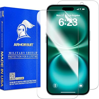 ArmorSuit 2 Pack for iPhone 16 Screen Protector Case Friendly MilitaryShield HD Clear Film - Made in USA