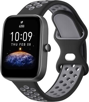 Vanjua Sport Bands for Amazfit Bip, Bip U & GTR Smartwatches - 20mm Quick Release Soft Silicone Replacement Band for Women & Men