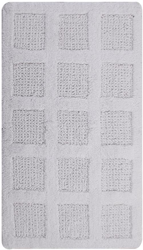 Knightsbridge Square Honeycomb 100% Cotton Reversible Bath Rug 21 X 34 White