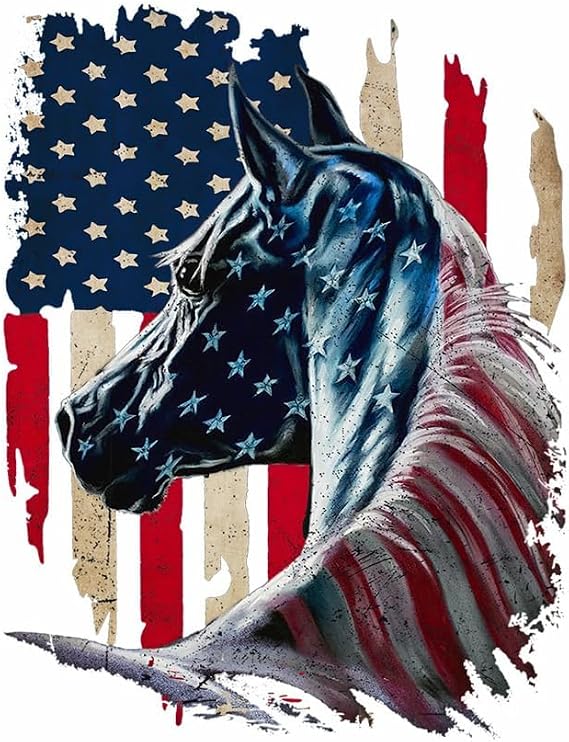 Patriotic Horse US Flag Vinyl Decal 11.6"x8.9" for Car Truck SUV | Premium PVC Vinyl US Flag Horse Decal: Waterproof, Sunproof, Easy Apply, No residue, for Cars, Trucks, SUVs & Smooth Surfaces