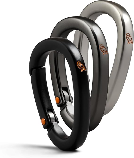 Bellroy Carabiner Trio (Set of 3 Attachment Clips, Super Lightweight, Versatile Colors) - BlackGraphiteSilver