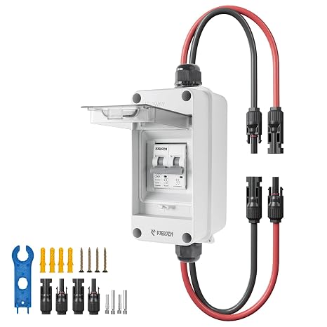 Solar Panel Disconnect Switch 1000V DC/AC 50A PV Disconnect Switch Outdoor Miniature Circuit Breaker IP65 More Space Quick Installation for Solar PV Array Homes Battery (1000V 50 Amp)