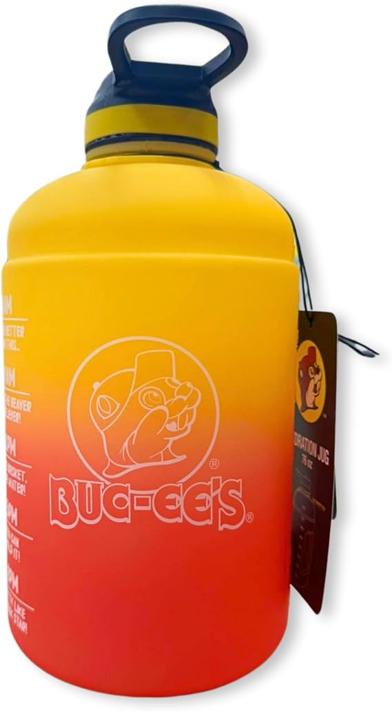 Buc-ee's Hydration Bottle Jug 64 oz, Gold to Red, HJ64BGR