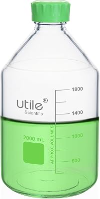Utile Media Bottle, 3.3 Borosilicate Glass Storage Bottles with Lids, 2000ml Lab Media Bottles, PP Material Media Storage Bottle, 4038.2000.1
