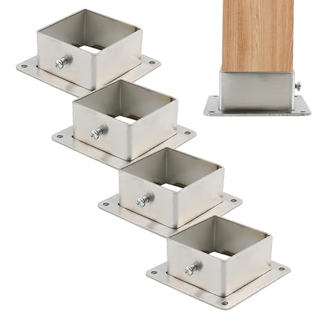 Wealrit 4 Pcs Square Post Bases Stainless Steel Flange Anchor Bases Heavy Duty Post Brackets for Fence Deck Railing Support(2" x 2")