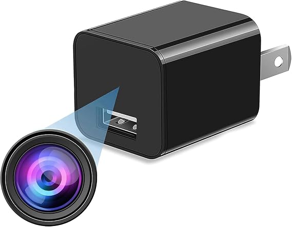 Asnaghi Camera Charger,HD 1080P, 64GB Nanny Cam Camera with Motion Detection,No Wi-Fi Needed