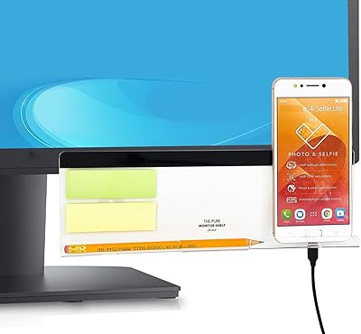 2 Pack Computer Monitor Memo Board Bottom Mount,Computer Monitor Message Board with Phone Holder, Monitor Sticky Note Holder Message Memo Panel for Monitors Screen Cabinets