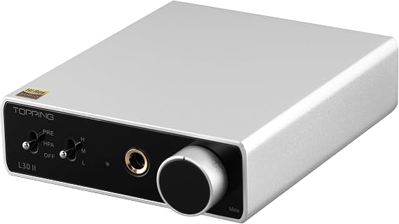 TOPPING L30 II NFCA Headphone Amplifier, 0.3uV Ultra-Low Noise, 144dB Dynamic Range, 0.00006% THD+N, Three Gain Settings, Compatible with High/Low Impedance Headphones (L30 II - Silver)