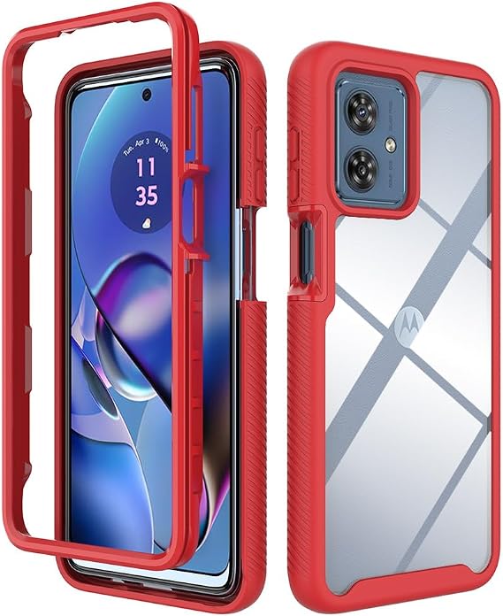 Case for Moto G54 5G, Slim Full Body Defender Protective Clear for Men Women,Shockproof Phone Cover Compatible with Moto G54 5G -Red