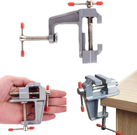 Mini Table Vise, Clamp Small Bench Vice New Upgraded 3.5" Miniature Jewelers Hobby Clamp On Table Bench Vise Tool for Arts,Crafts,Woodworking,Modeling