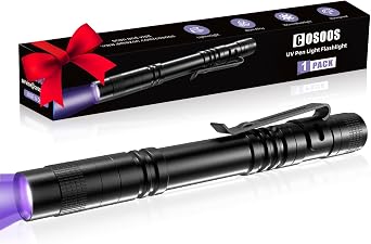 COSOOS UV Flashlight Black Light, Mini Pen Light with 395nm Ultraviolet Blacklight, Waterproof Pet Urine Detector Light for Dog/Cat, Dry Stains, Resin Curing, Bed Bug