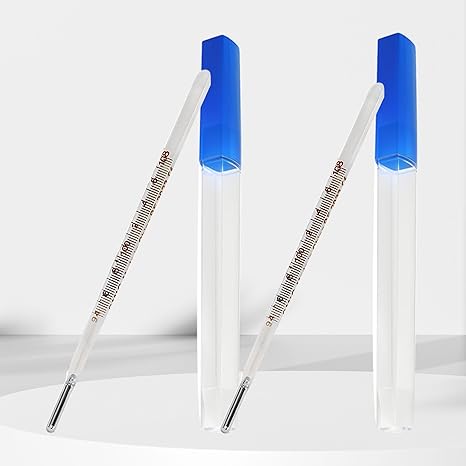 F Oral Thermometer for Adults and Kids 2PCS - Glass Thermometer for Rectal Temperature - Accurate Easy Reading - AiBi TECH