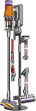 Lasvea Height-Adjustable Vacuum Stand Compatible with Dyson Gen5/V15/V12/V11/V10/V9/V8/V7 Solid Metal Storage Bracket with 3 Hooks & 9-Part Organizer, Heavy-Duty Stable Holder