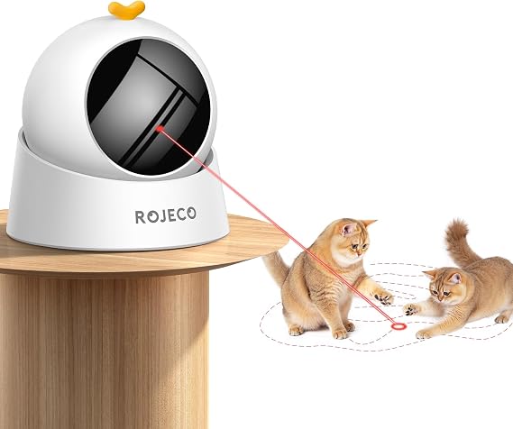 ROJECO Auto Laser Cat Toy - Random Motion Track, Magnetic 360 Base, Run Quiet,Rechargeable with 1000mAh Battery, Auto Sleep & 3 Speed Modes, Safe for Cats,Interactive Cat Gifts Toys for Bored Indoor
