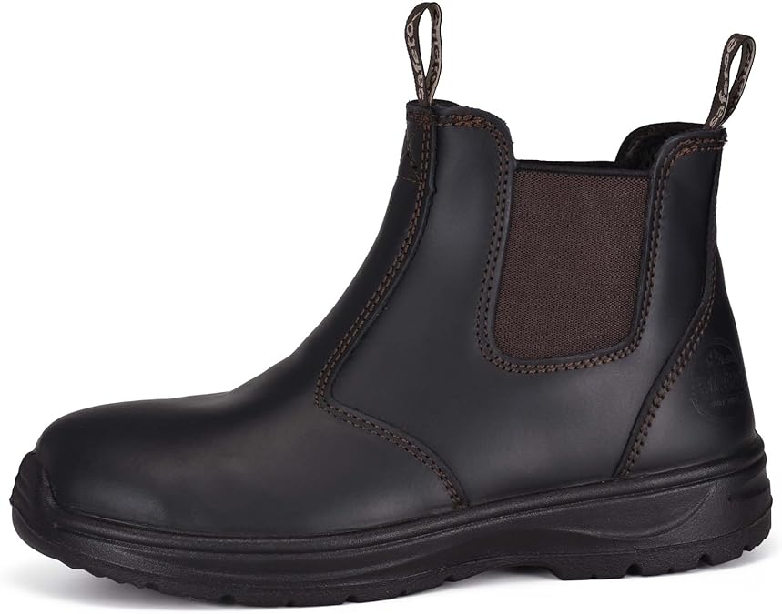 Women's Steel Toe Wrok Boots Waterproof Cow Leather Safety Chelsea Boots 6KV Electrical Hazard Lightweight Safety Shoes
