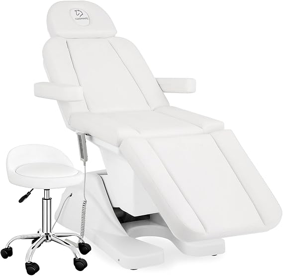 Full Electrical Facial Bed,3-Motor Esthetician Bed with Adjustable Height, Backrest and Footrest,Tattoo Chair with Heavy Duty Base,Electric Massage Table for Tattoo,Beauty Salon,Eyelash