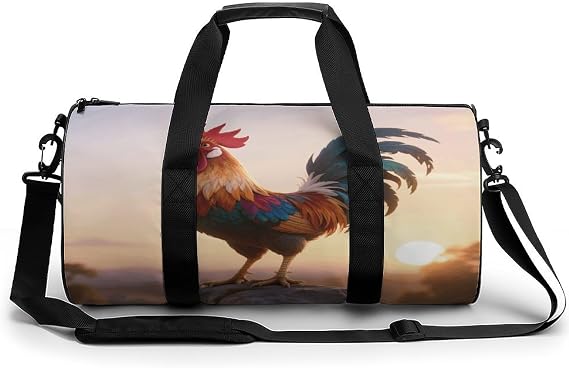 Gym Bag For Women Men Lightweight Majestic Rooster at Dusk Print Duffel Bag Personalized Travel Bags For Travel Sports