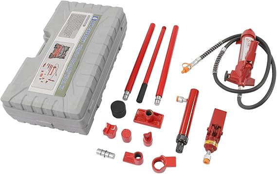 4 Ton Porta Power Kit 4 T Porta Power Hydraulic Jack Auto Shop Body Frame Repair Kit Tool Lift Ram w/Case for Hydraulic Equipment Construction Loadhandler Truck Bed Unloader Farm (4 Ton)