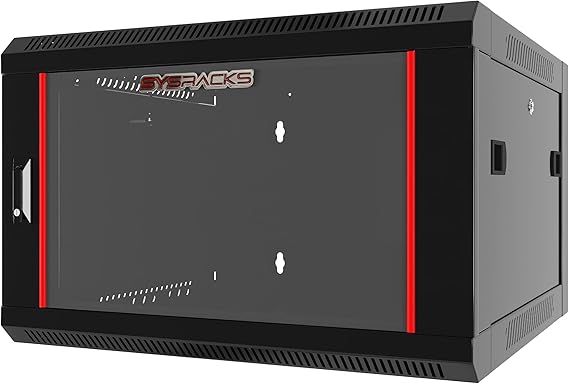 6U Wall Mount Home Lab Server Rack 19" Locking Network Cabinet, 18" Deep Empty Rack Enclosure for Routers, NAS, Switches and Home Network Equipment