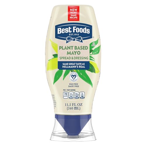 Best Foods Plant Based Dressing and Spread Vegan 1 ct for a Rich, Creamy Plant-Based Alternative to Mayo Same Great Taste, Plant Based, Free From Eggs 11.5 oz