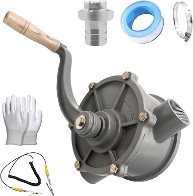 TINJO Gas Caddy Pump, Hand Gas Diesel Transfer Pump for 30 Gallon 35 gallon 40 gallon Gas Fuel Diesel Caddy, Inlet Pipe 1-14, Outlet Pipe 1 Hand Siphon Pump  1 Adapter - 0.98 inch