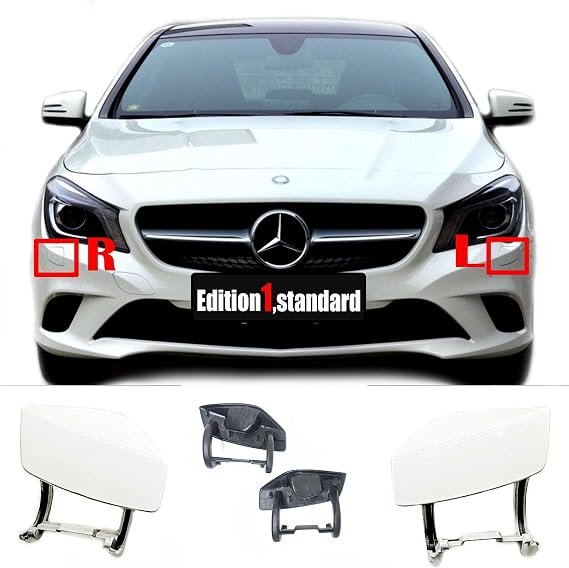 Headlight Washer Cover for 13-16 Mercedes-Benz CLA W117 Coupe C117 Fit CLA180 CLA200 CLA220 CLA250 CLA45AMG 2013 2014 2015 2016 Headlamp Spray Nozzle