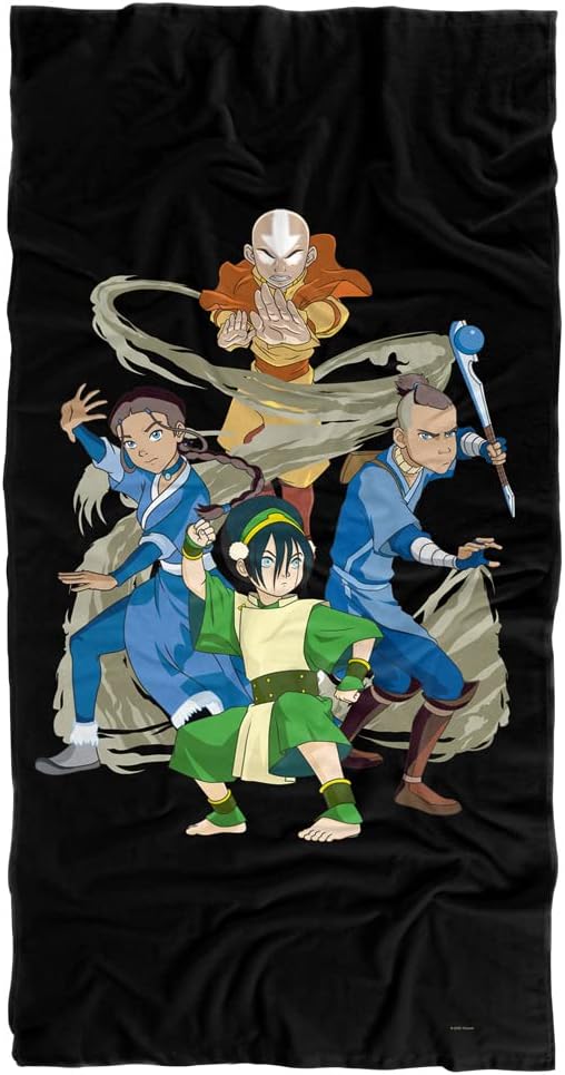 LOGOVISION Avatar The Last Airbender Beach Towel, 30x60, Team Avatar Elements Beach Towel