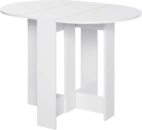 HOMCOM Folding Dining Table Space-Saving Drop Leaf Table Small Space White