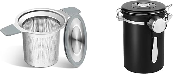 Ohtomber Tea Infuser Strainers for Loose Tea and Coffee Canister Storage Container