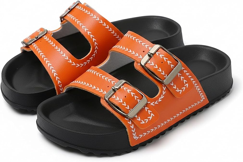 Kids Slides Sandals Boys Girls Summer Toddler Double Buckle Shower Beach Pool Water Shoes Slip on Slippers