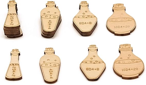 CZYY Wooden Potion Tokens, 21 Healing Markers for Tabletop RPGs | 6 Healing, 4 Greater, 3 Superior, 2 Supreme & 6 Blank, Paintable Birch Surface, Game Table Reminders & DND Player Gifts